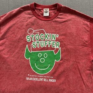 Vintage Provocative Shirt Mens XL Red Devil Skater Y2K  Grunge Sex Joke Faded